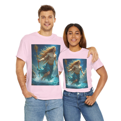 Unisex Heavy Cotton T-Shirt, Realistic, Aquarius Zodiac Design