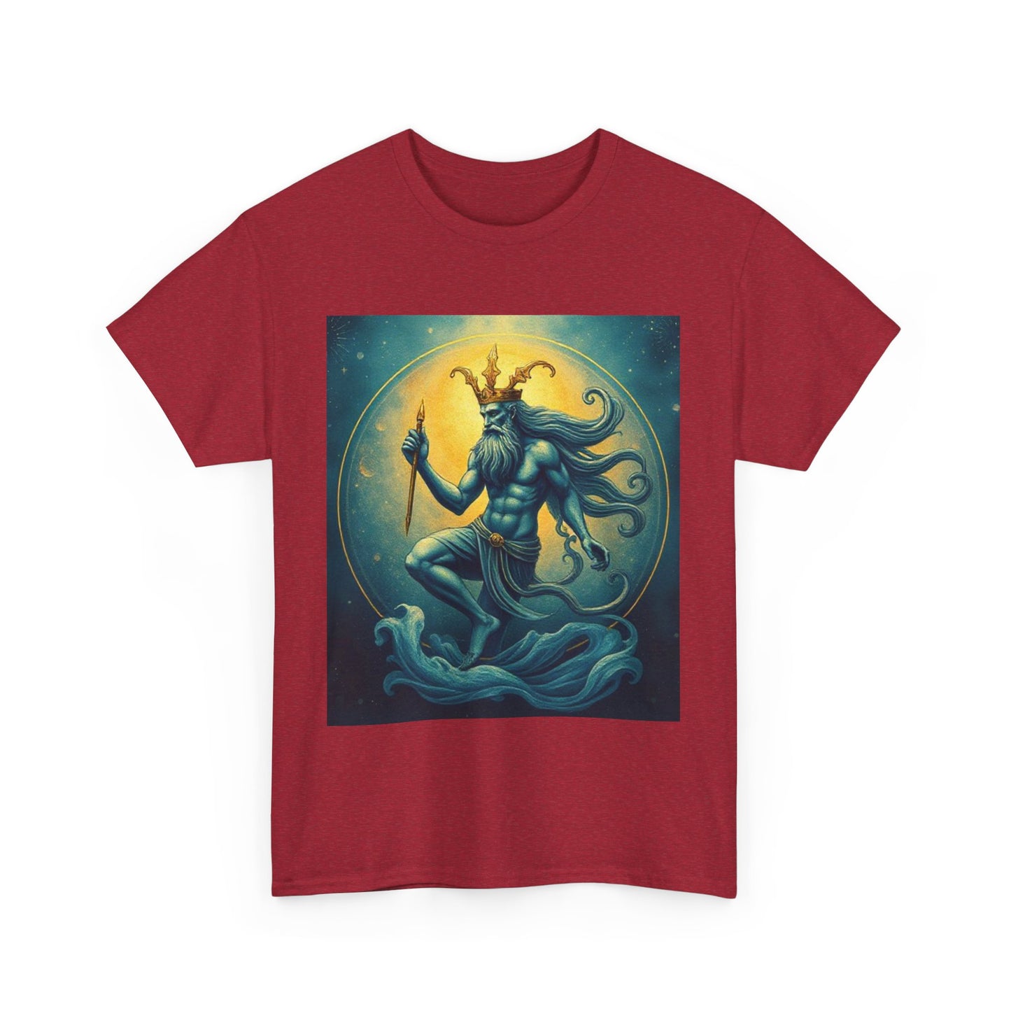 Unisex Heavy Cotton T-Shirt, Aquarius God, Zodiac Design