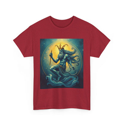 Unisex Heavy Cotton T-Shirt, Aquarius God, Zodiac Design