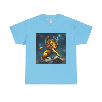 Unisex Heavy Cotton T-Shirt, King of Lions, Leo Zodiac Design