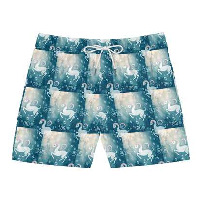 Men's Mid-Length Swim Shorts, (AOP), Aries, Zodiac, Bubble Pattern