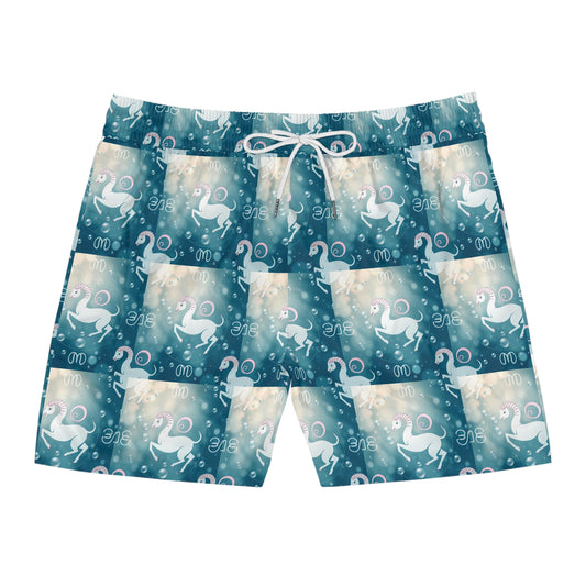 Men's Mid-Length Swim Shorts, (AOP), Aries, Zodiac, Bubble Pattern