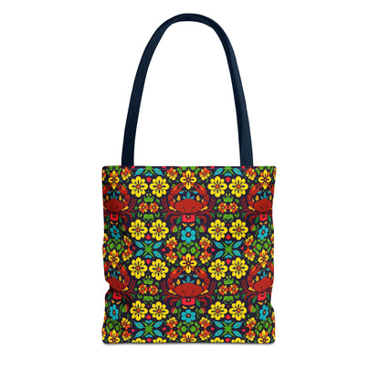 Tote Bag, (AOP), Cancer, Zodiac v4, Flower Pattern