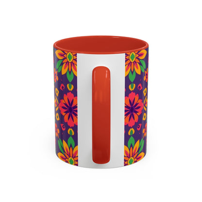 Accent Coffee Mug, Aquarius, Zodiac v2, Flower Pattern, (11, 15oz)