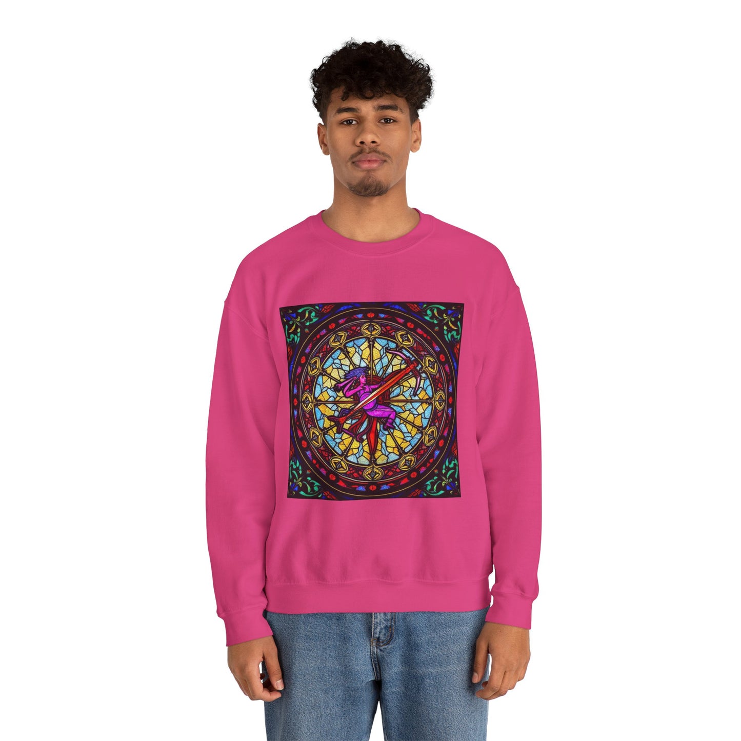 Unisex Heavy Blend™ Crewneck Sweatshirt, Glass 1, Sagittarius Zodiac Design