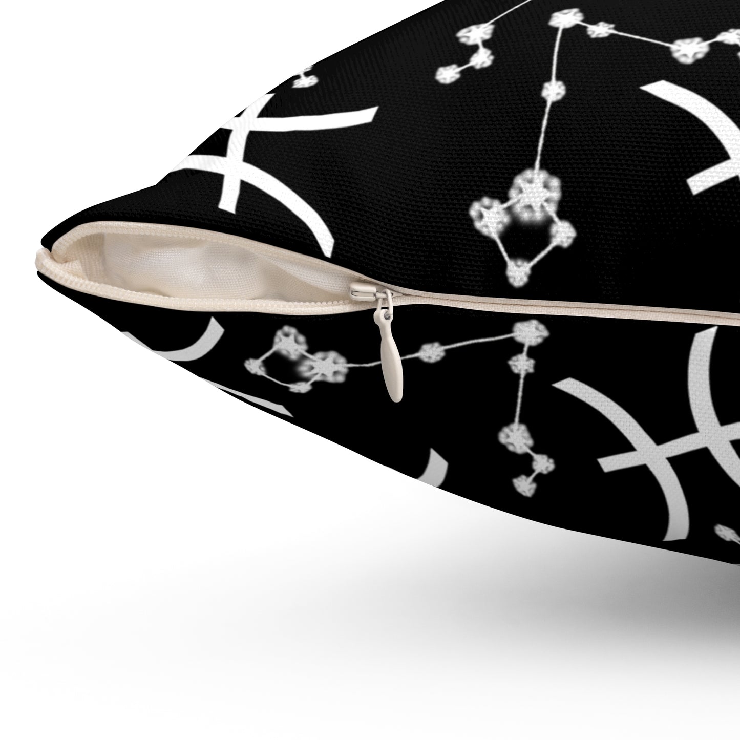 Zodiac Spun Polyester Square Pillow Pisces Zodiac Sign Black Pillow