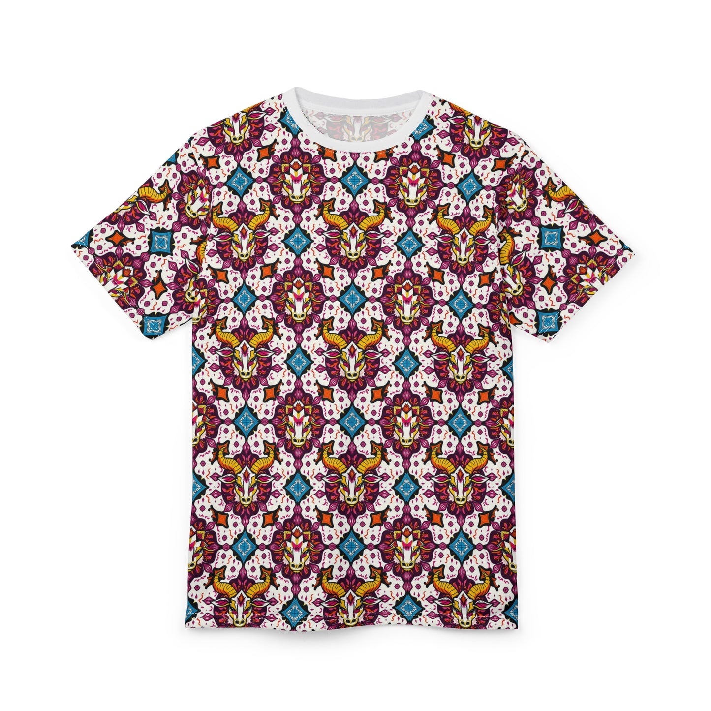 Unisex Cut & Sew T-Shirt, (AOP), Taurus, Zodiac v1, Jewels Pattern