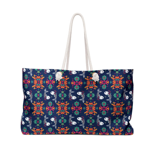 Weekender Bag, Pisces, Zodiac, Flower Pattern