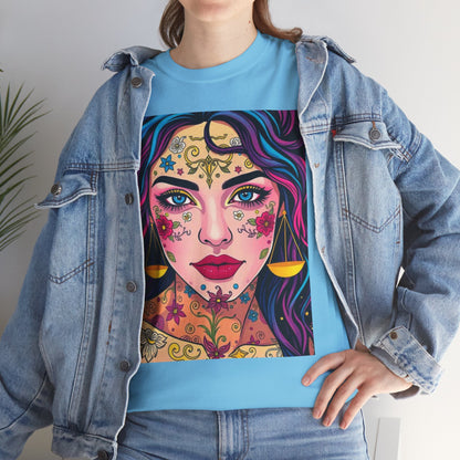Unisex Heavy Cotton T-Shirt, Libra, Zodiac v4, Sexy Art