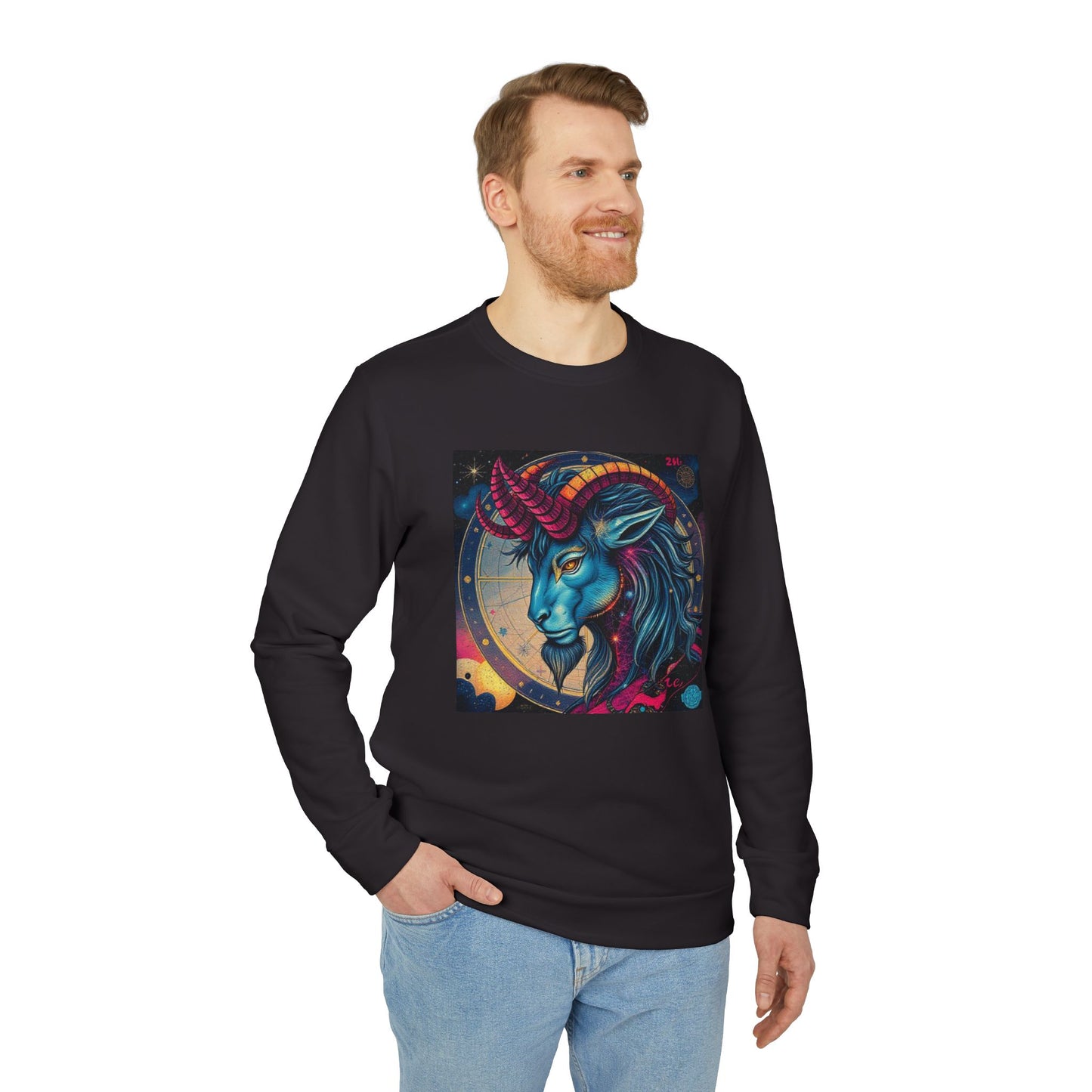 Adidas, Unisex Fleece Crewneck Sweatshirt, Capricorn, Pop Art v1, Zodiac