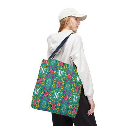 Tote Bag, (AOP), Aquarius, Zodiac v2, Flower Pattern