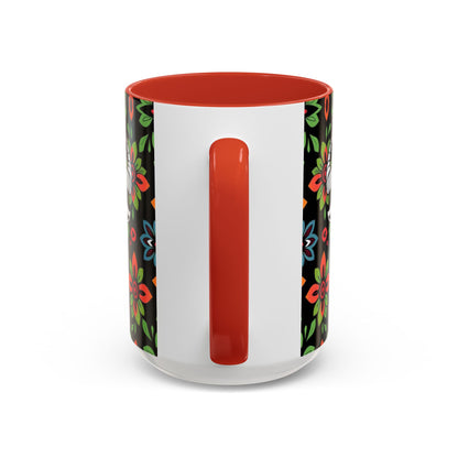 Accent Coffee Mug, Taurus, Zodiac v2. Flower Pattern, (11, 15oz)