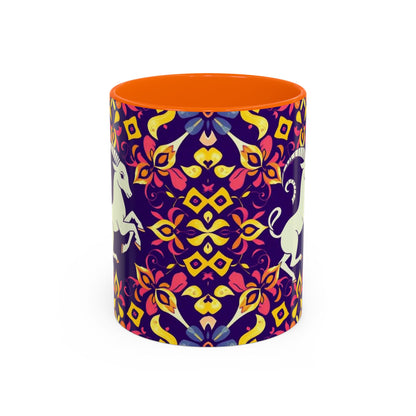 Accent Coffee Mug, Capricorn, Zodiac v1, Flower Pattern, (11, 15oz)