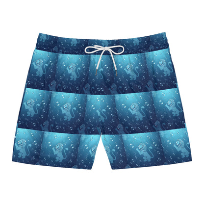 Men's Mid-Length Swim Shorts, (AOP), Leo, Zodiac v1, Bubble Pattern