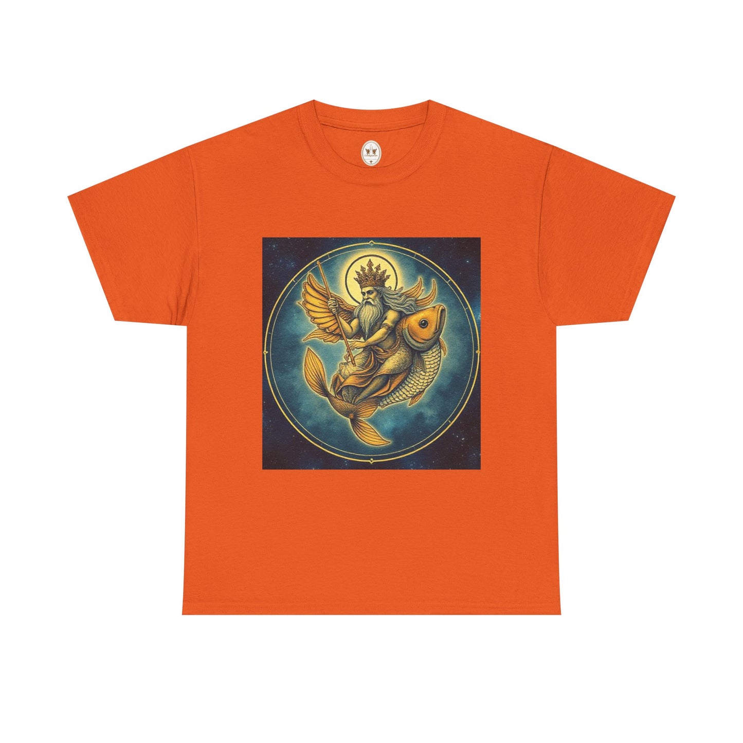 Unisex Heavy Cotton T-Shirt, Pisces King v1, Zodiac Design
