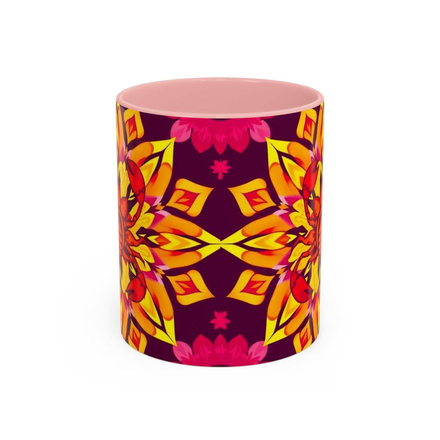 Accent Coffee Mug, Scorpio, Zodiac v1. Flower Pattern, (11, 15oz)
