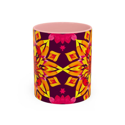 Accent Coffee Mug, Scorpio, Zodiac v1. Flower Pattern, (11, 15oz)