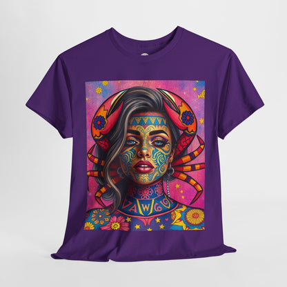 Unisex Heavy Cotton T-Shirt, Cancer, Zodiac v3, Sexy Art