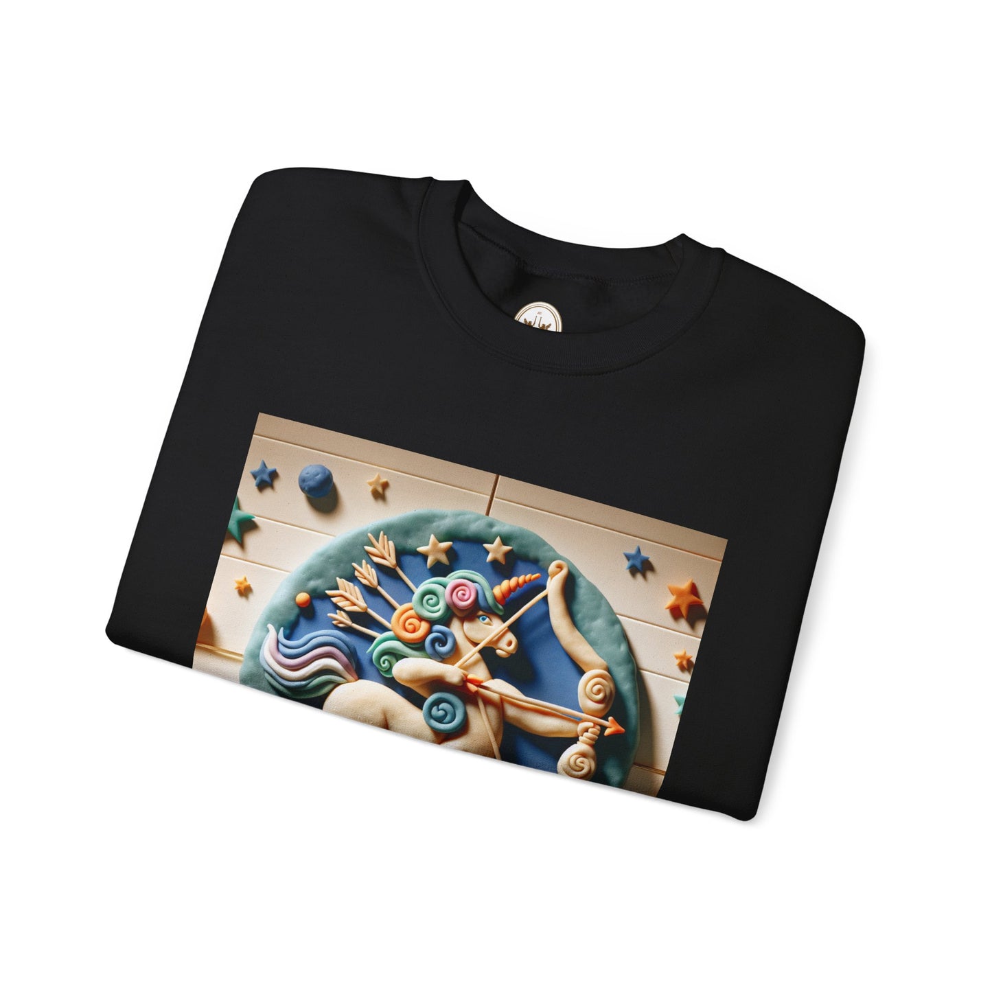 Unisex Heavy Blend™ Crewneck Sweatshirt, Colorful Horse, Sagittarius Zodiac Design