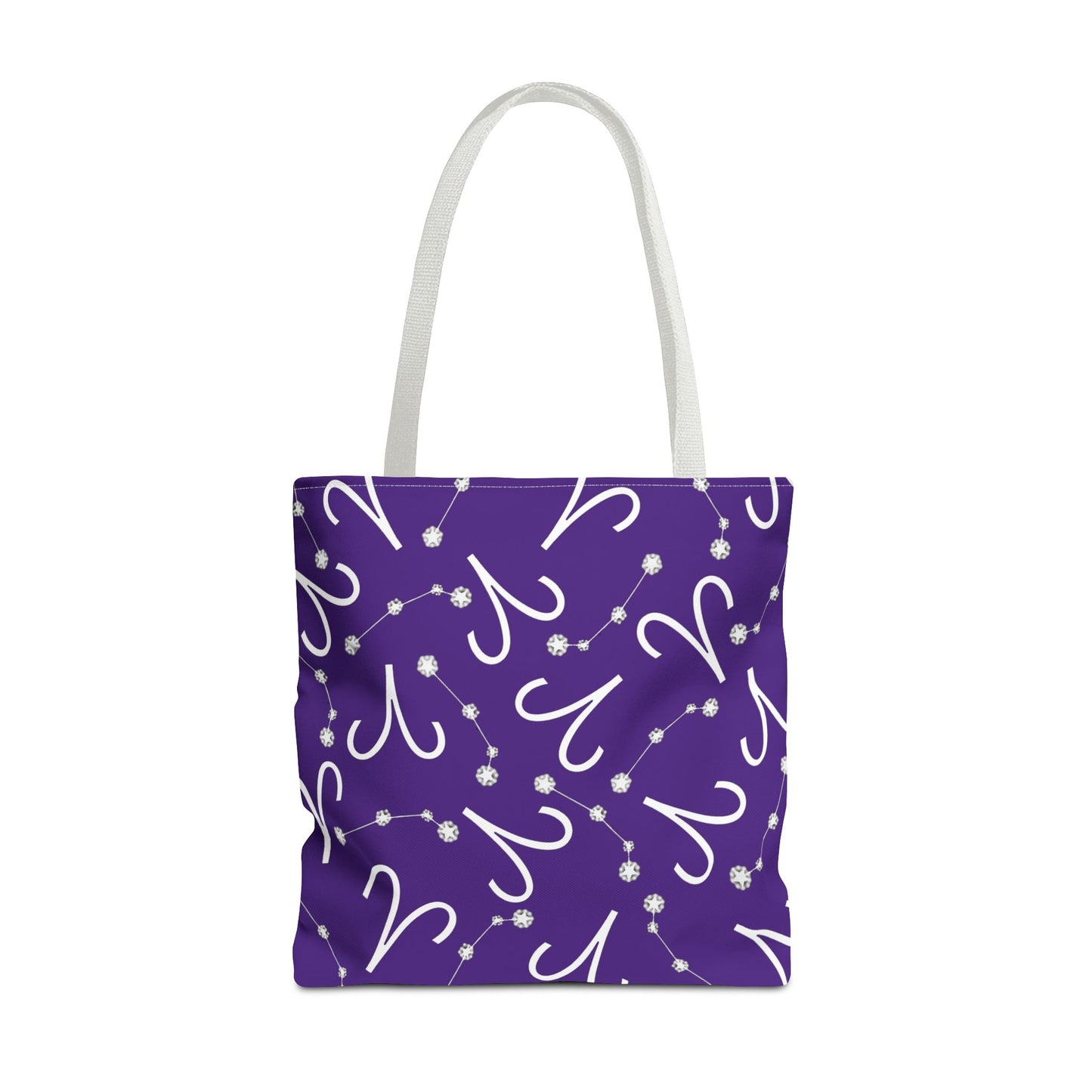 Tote Bag, Aries Zodiac Sign, AOP, (Purple, White)
