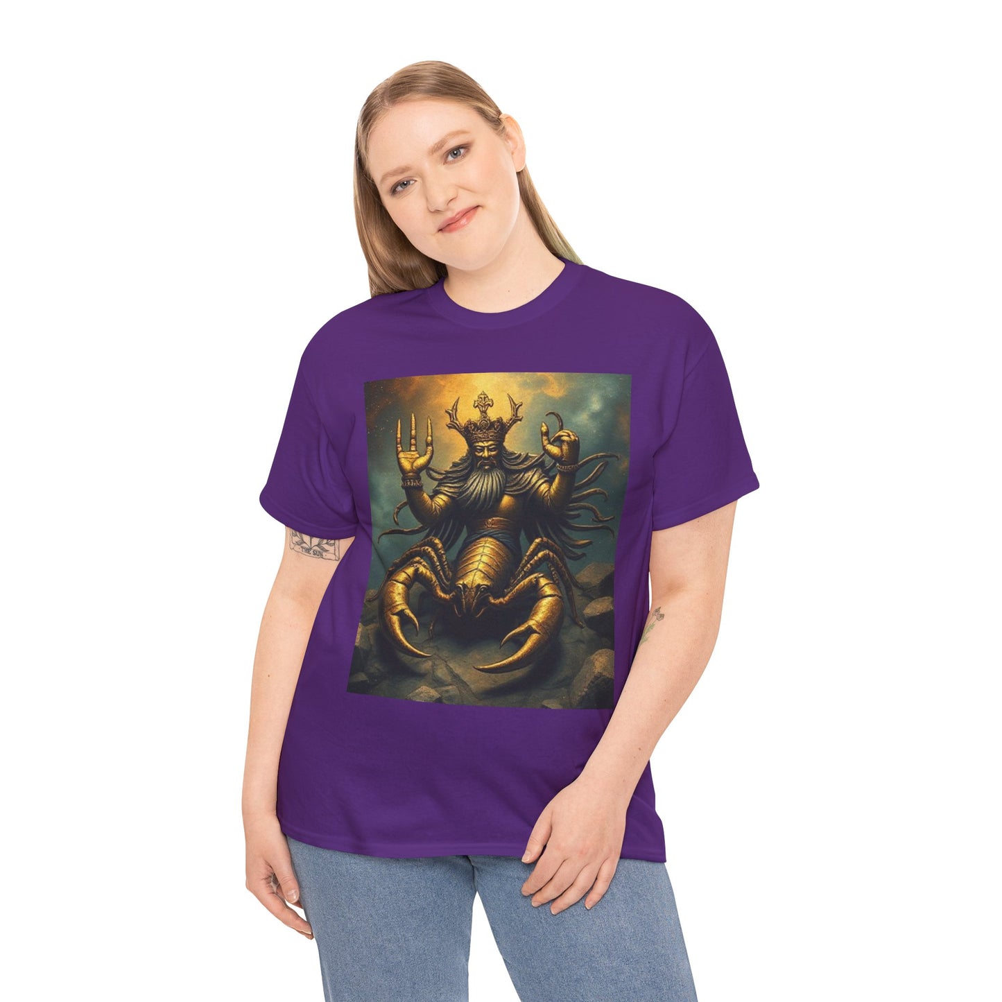 Unisex Heavy Cotton T-Shirt, Desert Scorpio King, Zodiac Design