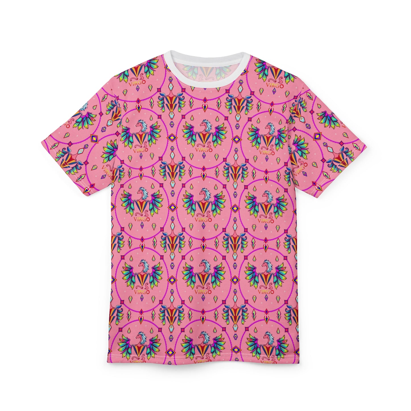 Unisex Cut & Sew T-Shirt, (AOP), Virgo, Zodiac v2, Jewels Pattern