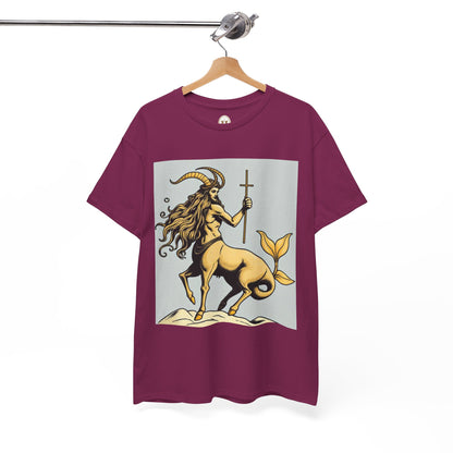 Unisex Heavy Cotton T-Shirt, Capricorn God v3, Zodiac Design