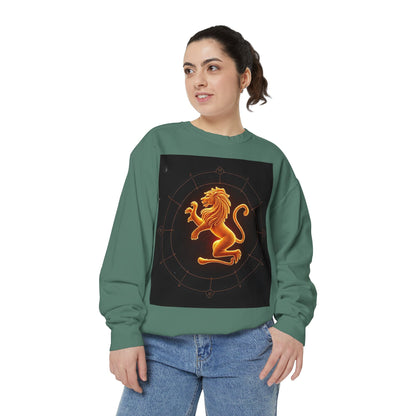 Garment-Dyed Sweatshirt, Unisex, Space Animal Design v1, Leo