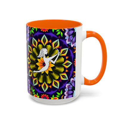 Accent Coffee Mug, Sagittarius, Zodiac v1. Flower Pattern, (11, 15oz)