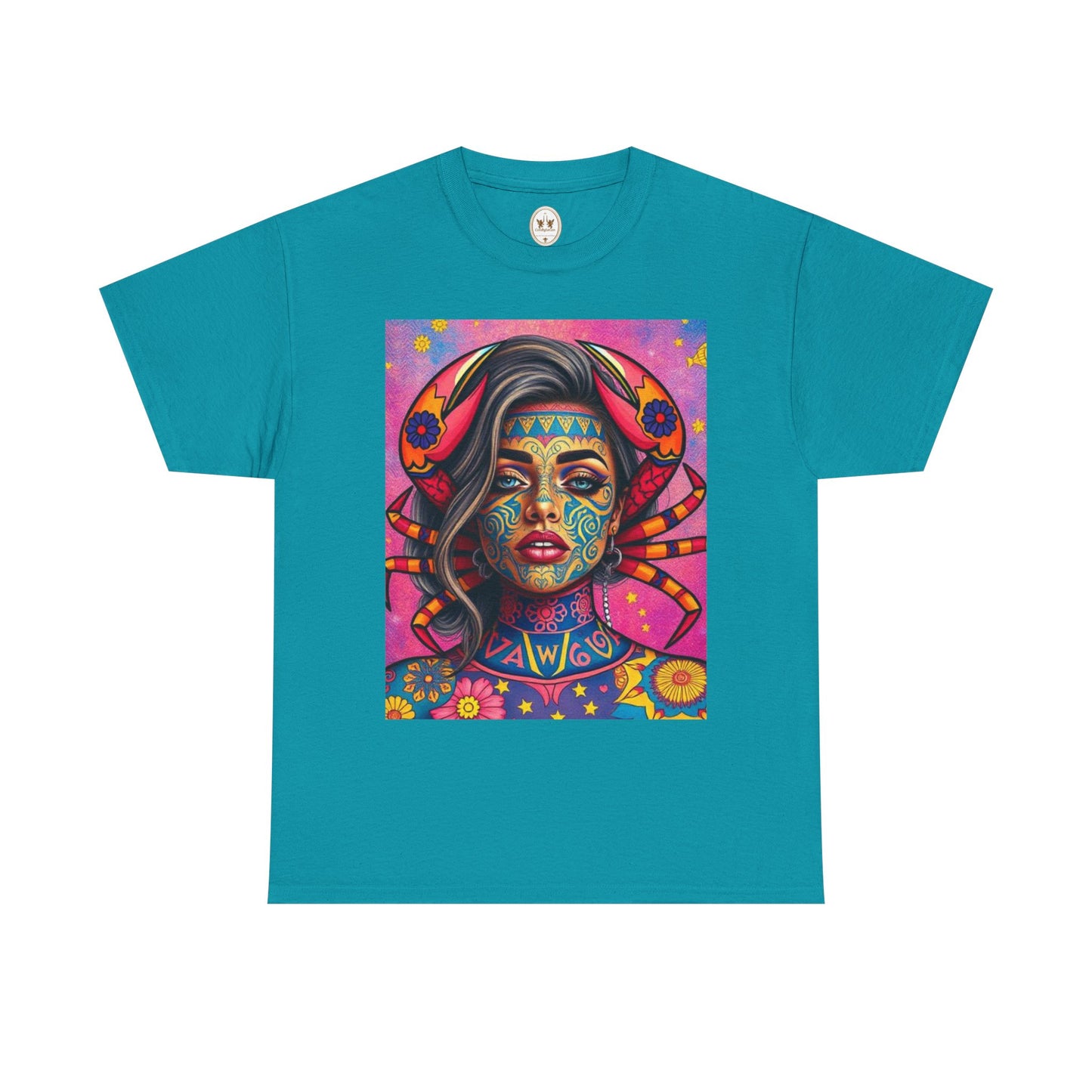 Unisex Heavy Cotton T-Shirt, Cancer, Zodiac v3, Sexy Art