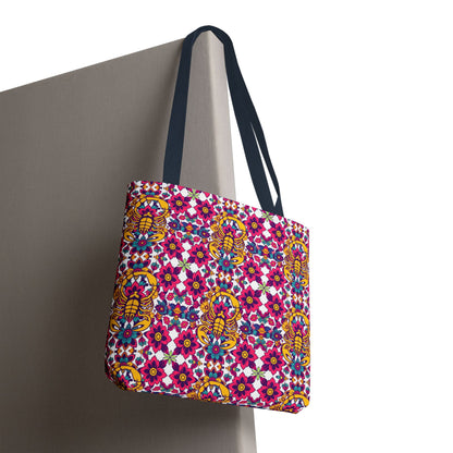 Tote Bag, (AOP), Scorpio, Zodiac v4, Flower Pattern