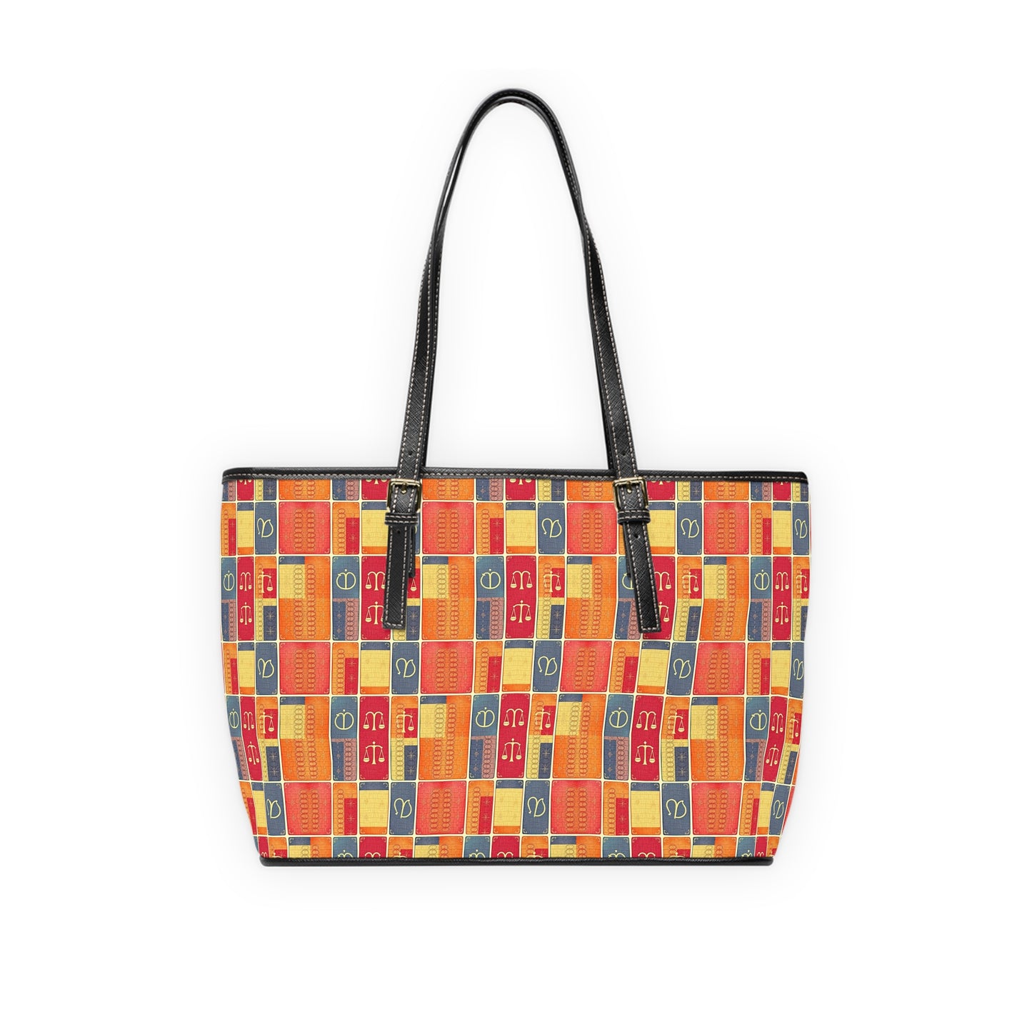 Leather Shoulder Bag, Libra, Zodiac v4, Shapes Pattern