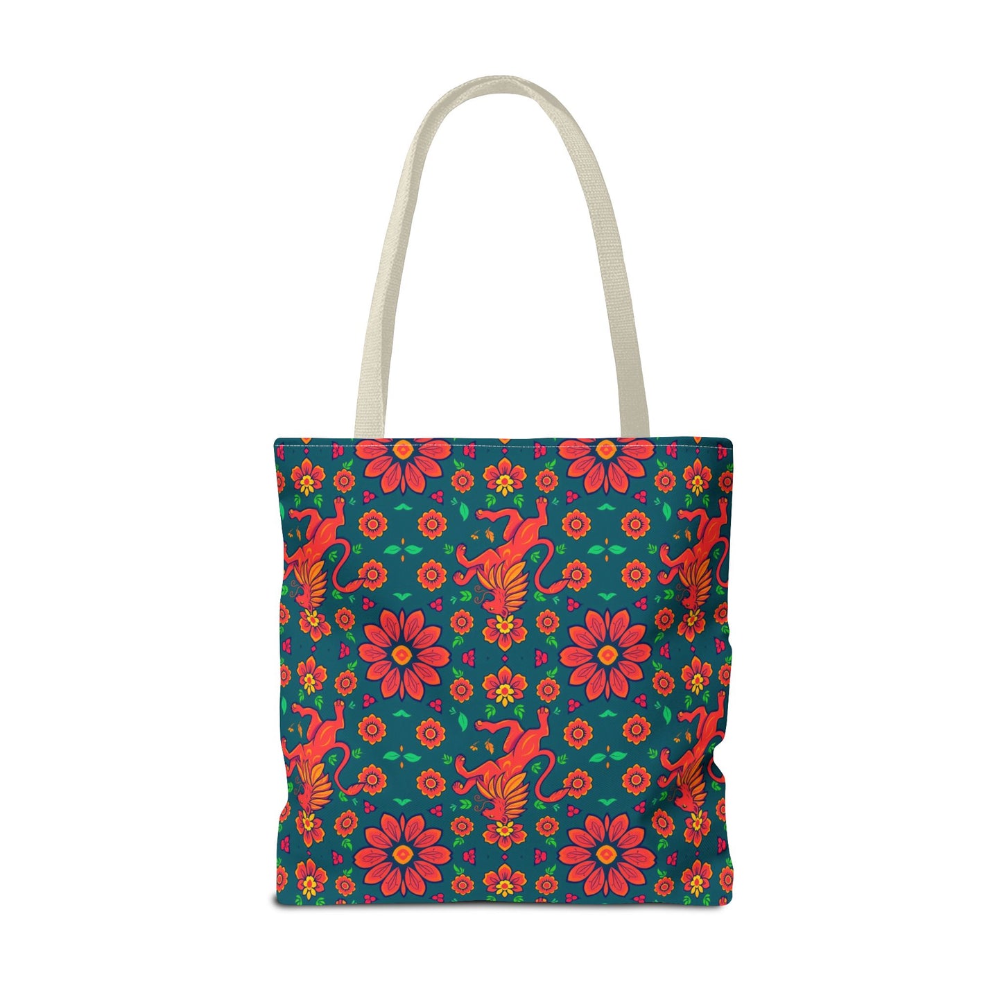Tote Bag, (AOP), Leo, Zodiac v4, Flower Pattern