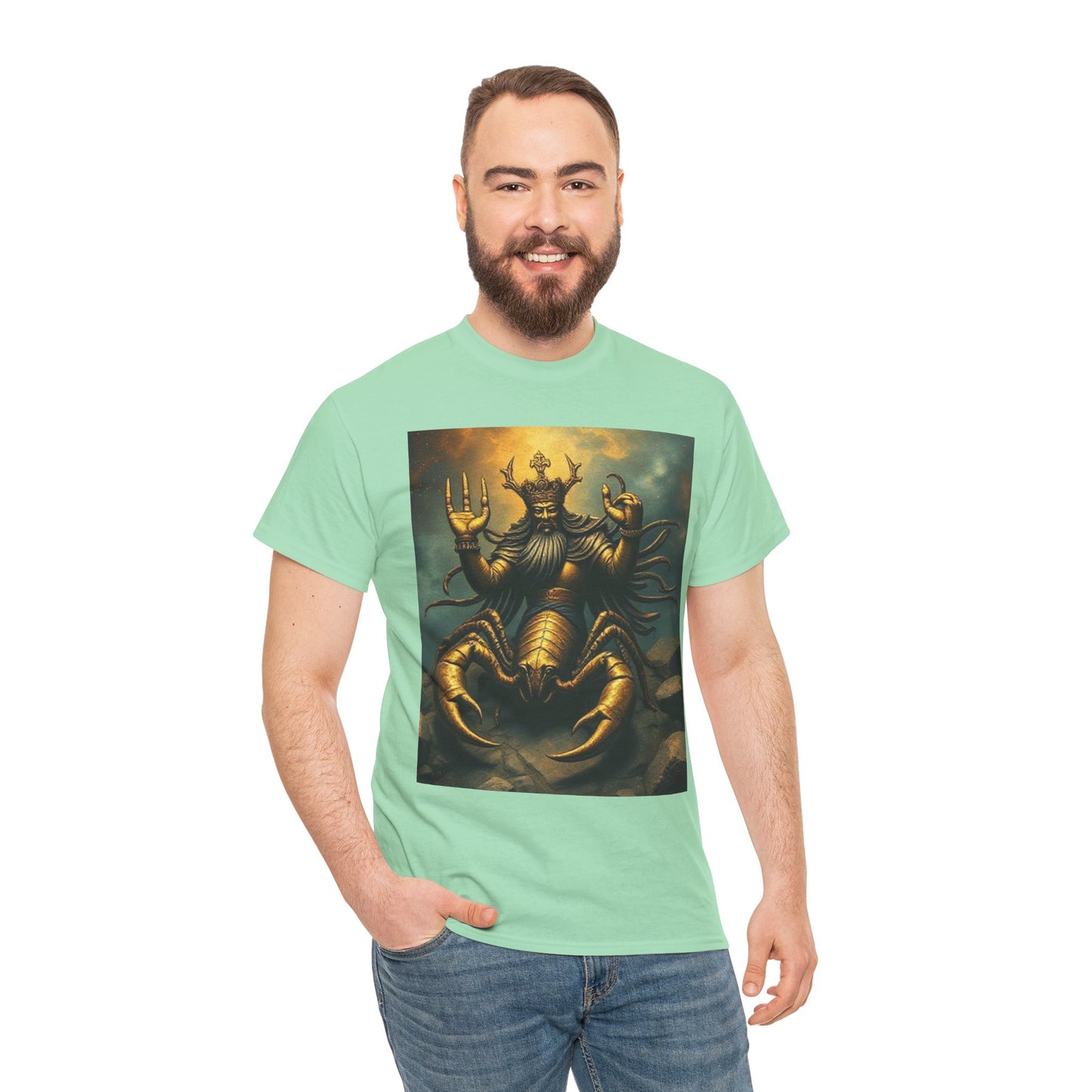 Unisex Heavy Cotton T-Shirt, Desert Scorpio King v1, Zodiac Design
