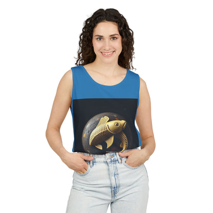 Unisex Garment-Dyed, Tank Top, Pisces Design, Space Animal v1, 100% US cotton