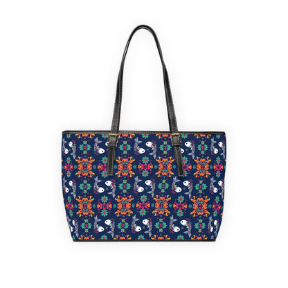 Leather Shoulder Bag, Pisces, Zodiac v2, Flower Pattern