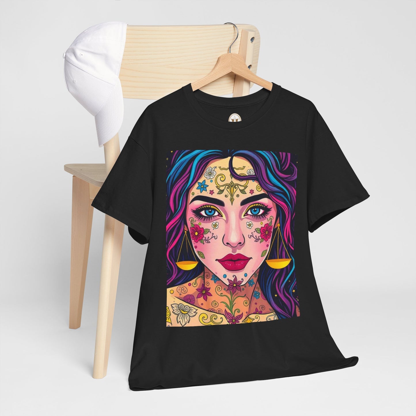 Unisex Heavy Cotton T-Shirt, Libra, Zodiac v4, Sexy Art